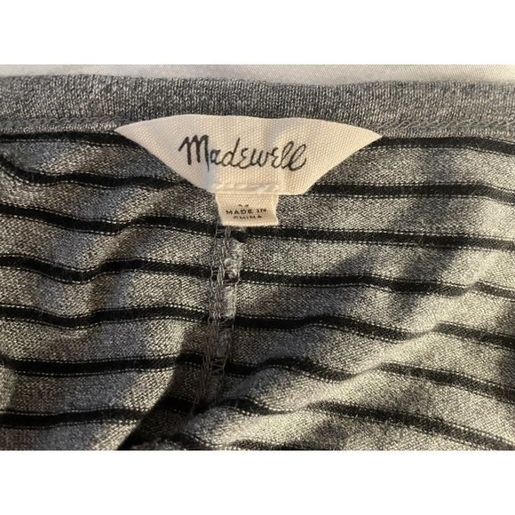MADEWELL $70 Highpoint Gray Jersey Tank Dress Stretch Black Striped Size Medium - Picture 5 of 7